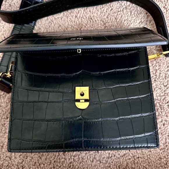 JW PEI Mini Flap Black Croc Crossbody - Picture 8 of 14